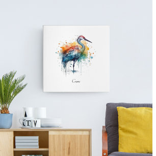 Graceful Crane: Arte acuarela, personalizado