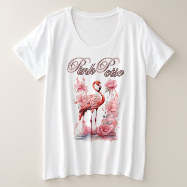Graceful Flamingo Walk | Petales y arte rosado (Anverso del diseño)