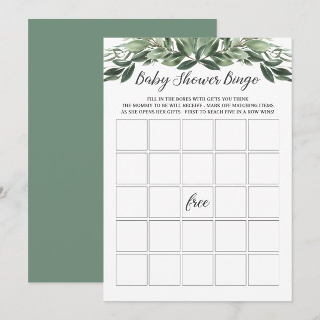Graceful Greenery Tarjeta de juego de Bingo Baby S (Anverso / Reverso)
