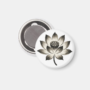Graceful Lotus - Flor de pincel de tinta en imán
