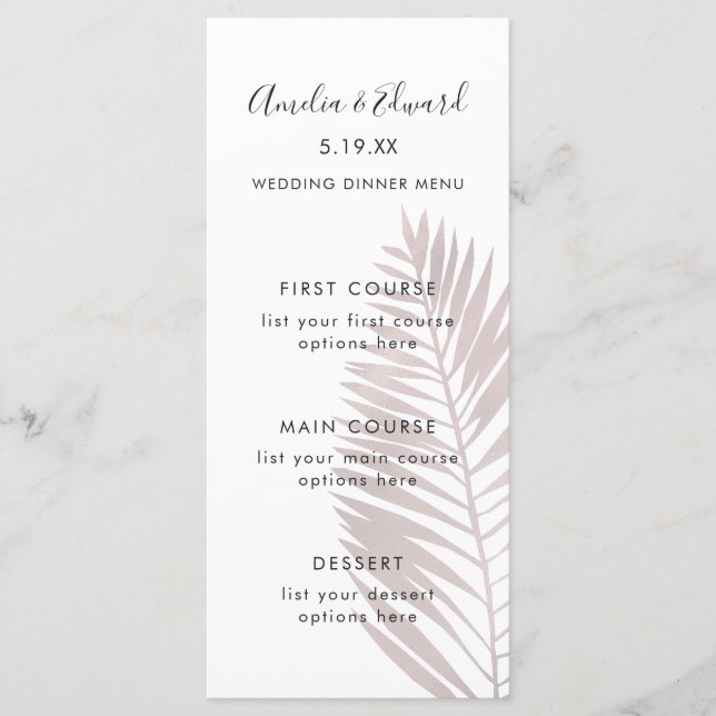 Graceful Palms Boda Menu Card (Anverso)