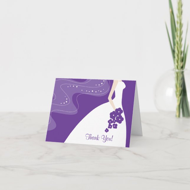 Graceful Purple Bride Gracias Tarjeta de Nota (Anverso)