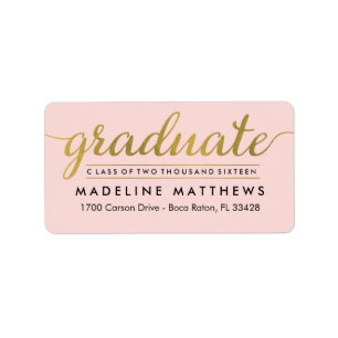 Graceful Script EDITABLE COLOR Graduación Etiqueta