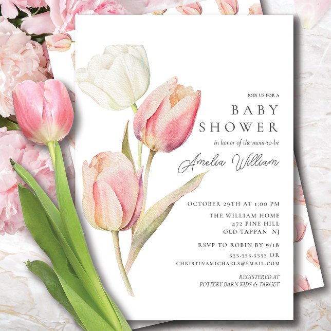 Graceful Tulips Invitación a Baby Shower (Subido por el creador)