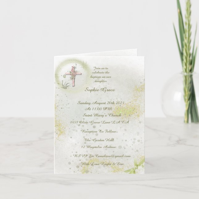 Graceful with love baptism plegado invitación (Anverso)