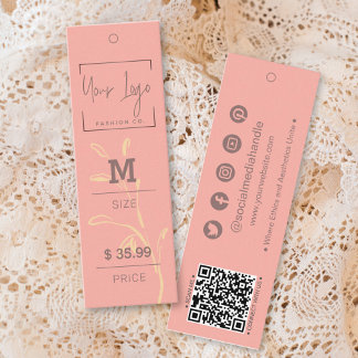 Graceus Coral Pink Leaf QR Etiquetas de precios de