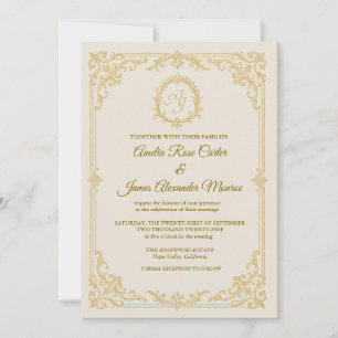 Gracia dorada - Elegante invitación a la boda de R