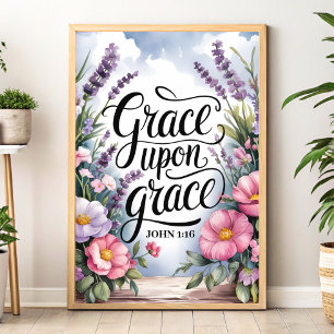 Gracia sobre Gracia – Arte de Pared Cristiano para