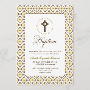 Gracia Vintage Bautismo 5x7 Invitación (marrón/lim