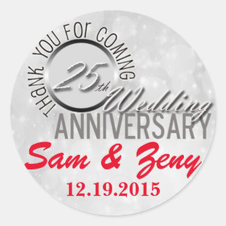 Gracias 25º Boda Aniversario Favor Pegatina