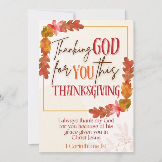 Gracias a Dios por ti, tarjeta de felicitación de  (Anverso)