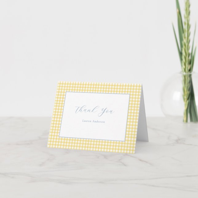Gracias a Gingham personalizada en azul y amarillo (Anverso)