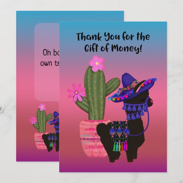 Gracias a la Llama de Regalo de Dinero con Sombrer (Anverso / Reverso)