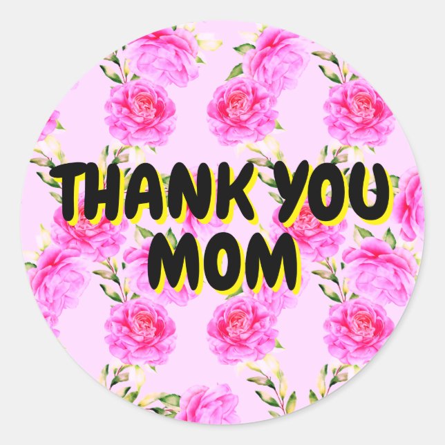 Gracias a las madres | Pegatinas de rosas rosadas (Anverso)