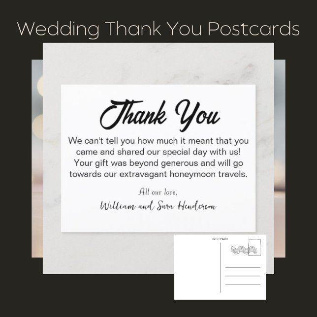 Gracias a los invitados de Boda Gracias Postales (Simple Wedding Ty Postcards)