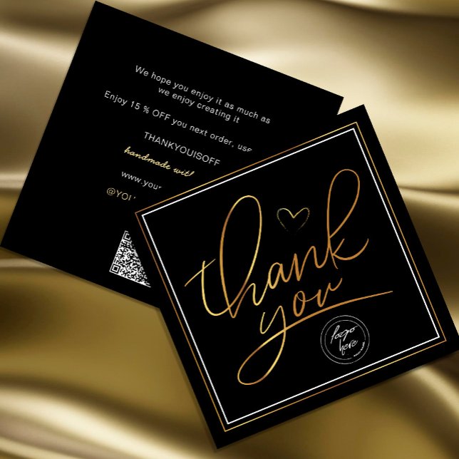 Gracias a los negocios Elegante Negro y Oro (Professional Business Thank You Elegant Black Gold Card. Send and extra special THANK YOU message)