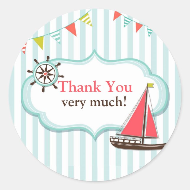 Gracias a los Pegatinas de cumpleaños del barco de (Anverso)