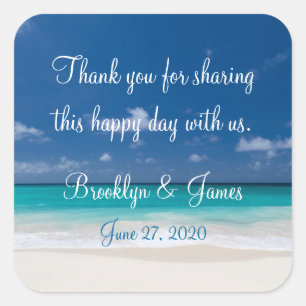 Gracias a los Pegatinas de la boda de Blue Beach