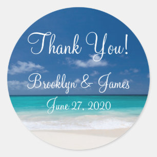 Gracias a los Pegatinas de la boda de Blue Beach