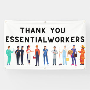 Gracias a los trabajadores esenciales pancartas al