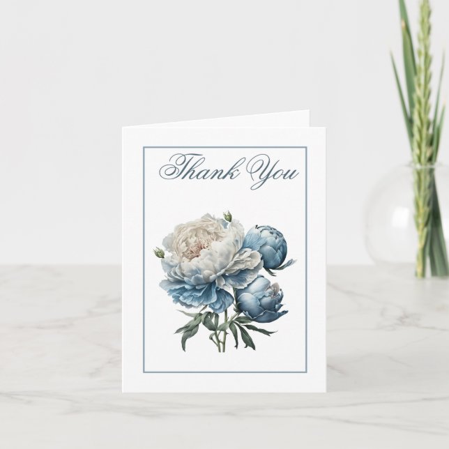 Gracias a Vintage Blue Peonies Tarjeta (Anverso)