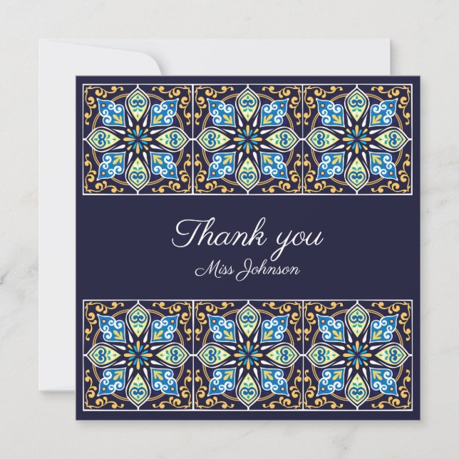 Gracias Azulejos azules personalizables (Anverso)