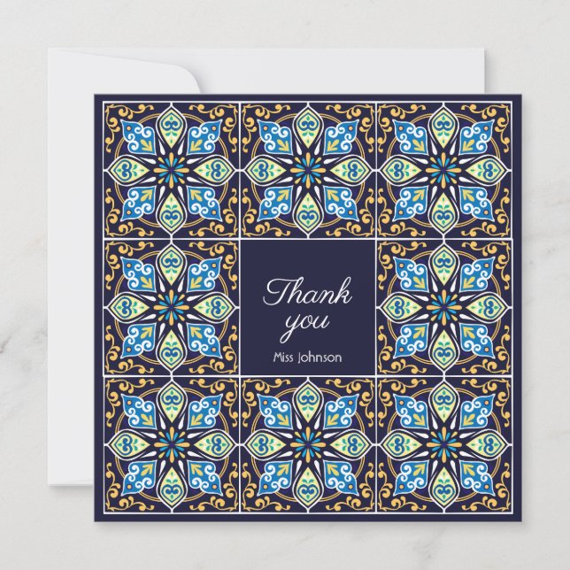 Gracias Azulejos azules personalizables (Anverso)