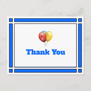 Gracias Balones de Cumpleaños Tarjeta postal Azul
