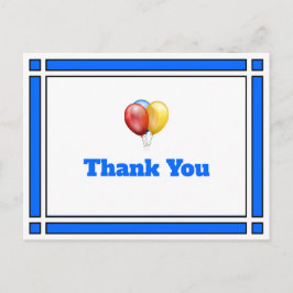 Gracias Balones de Cumpleaños Tarjeta postal Azul