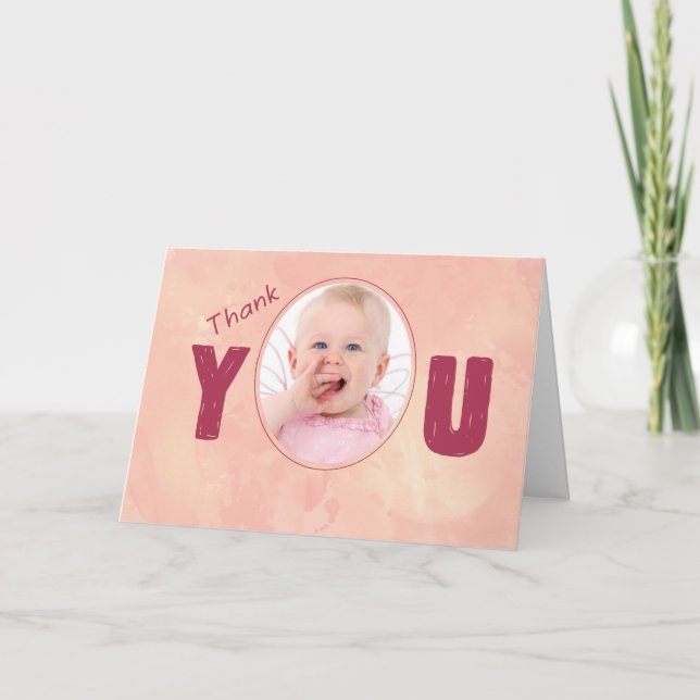 Gracias Baptism Gift Pink, tarjeta de Personalizar (Anverso)