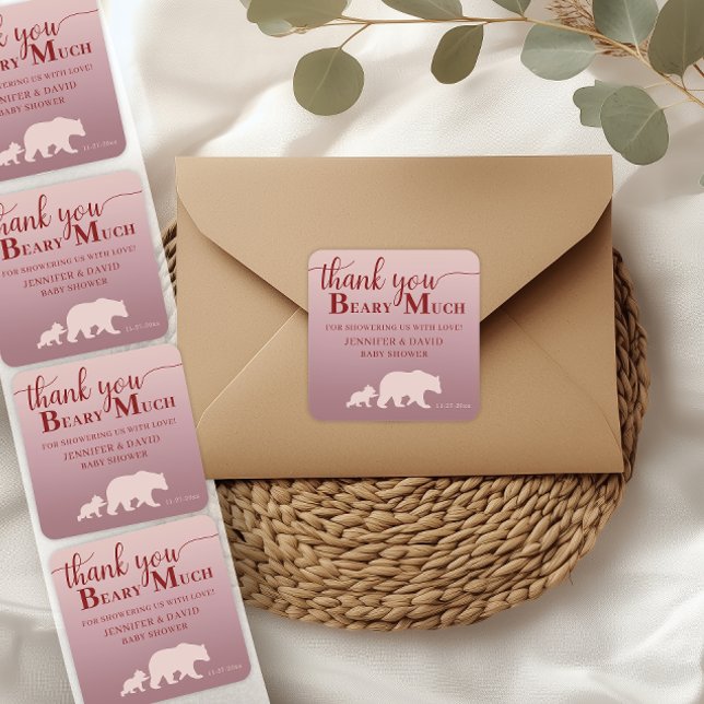 Gracias Beary Mucha Pegatina Chica de Baby Shower (Subido por el creador)