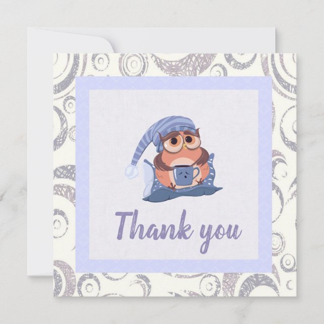 Gracias Blue Gray Baby Owl Cap Cute (Anverso)