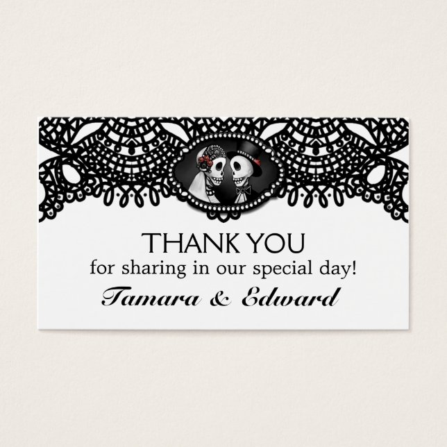 Gracias Boda Card Halloween Skeletons Elegant (Frente)
