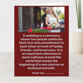 Gracias Boda de amor tarjetas dobladas