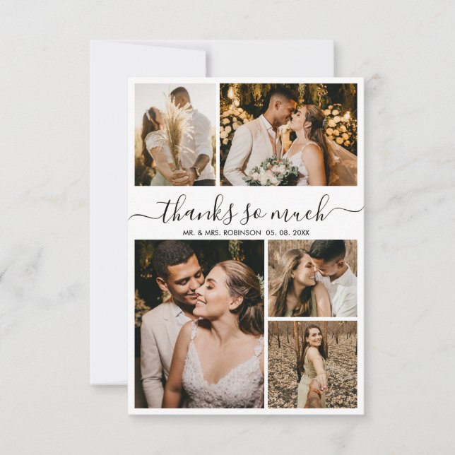 Gracias Boda de Collage de fotos Script - Tarjeta  (Anverso)