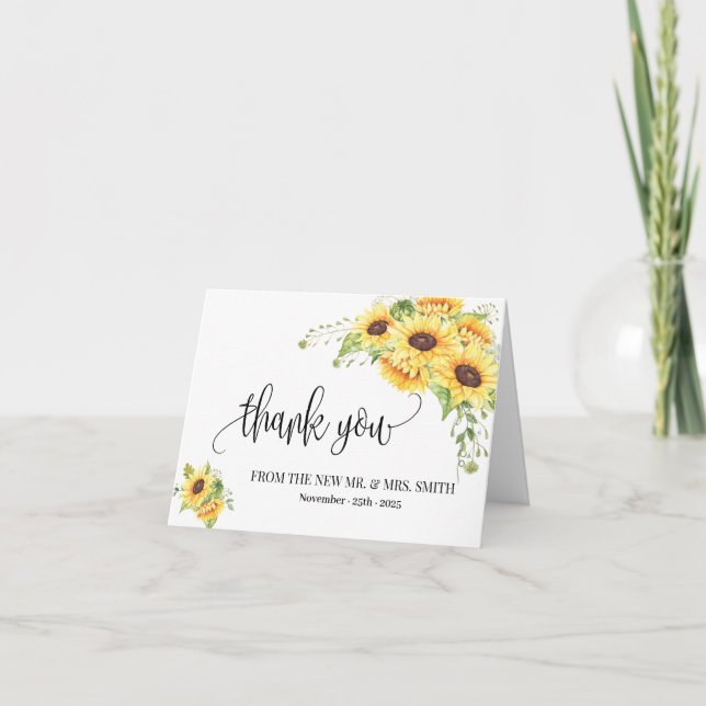 Gracias boda de girasoles del país de las tarjetas (Anverso)