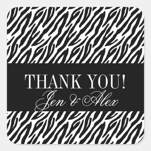 Gracias Boda Favor Pegatinas Zebra (Anverso)