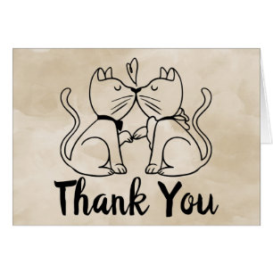 Gracias Boda Gato Lover Kittens Tan Acuarela