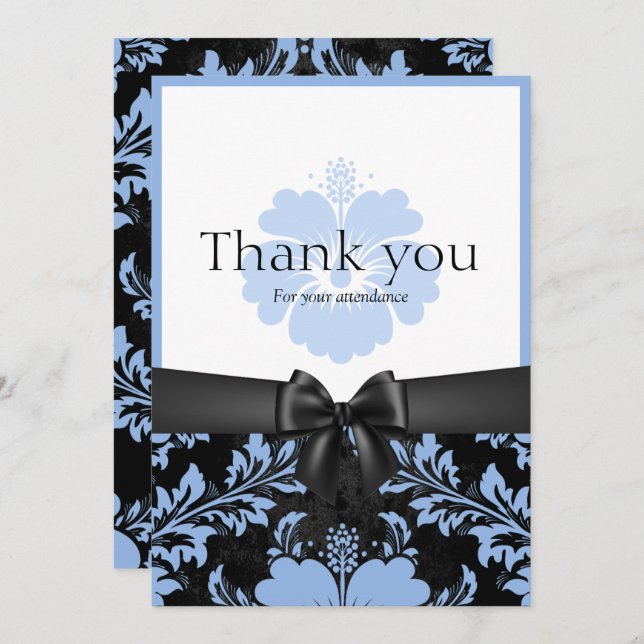 Gracias boda invitación floral azul (Anverso / Reverso)