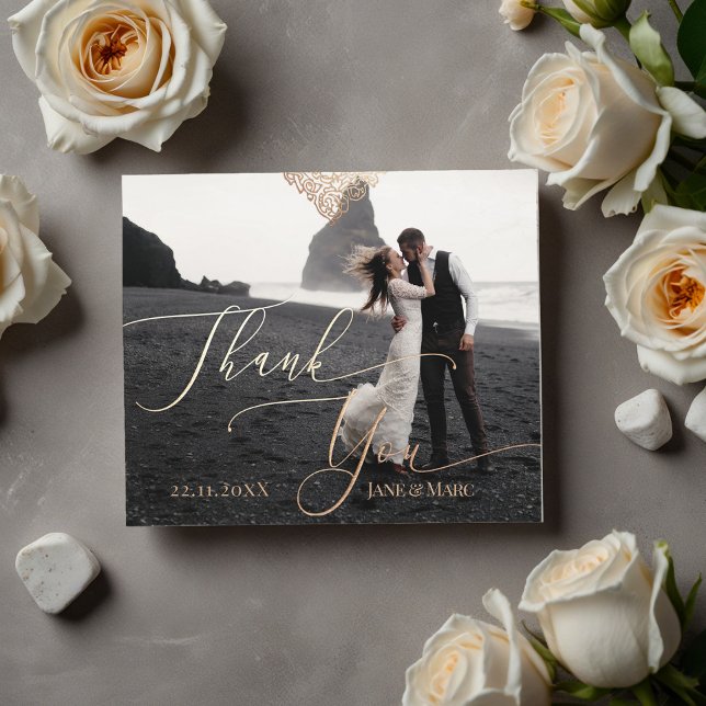 Gracias Boda Personalizado Foto Tarjetas cuadradas (thank you card)