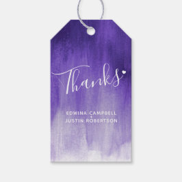 Gracias boda púrpura abstracto o etiquetas de rega