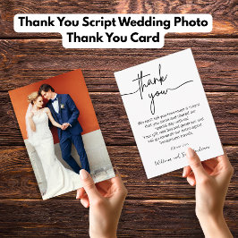 Gracias Boda Script Foto Tarjeta de agradecimiento