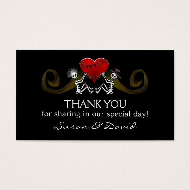 Gracias Cartas De Boda - Esqueletos Con Corazón (Frente)