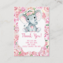 Gracias Chica de tarjetas Elephant Shower con flor