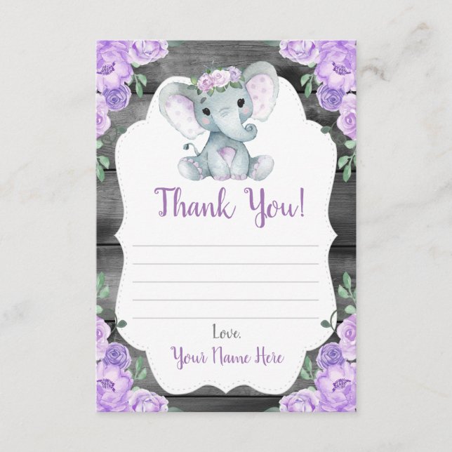 Gracias Chica de tarjetas Elephant Shower Flores R (Anverso)