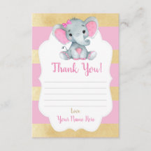 Gracias Chica de tarjetas Elephant Shower Gold Pin
