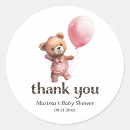 Gracias Chica de Teddy Bear Pegatina Baby Shower