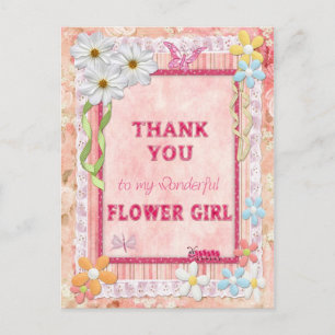 Gracias chica flor, tarjeta de artesanía florida
