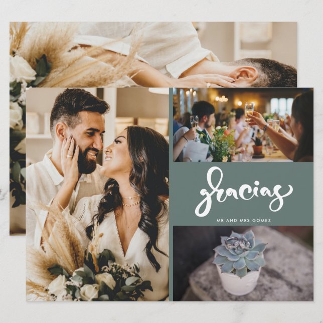 Gracias Collage de fotos Green Boda (Anverso / Reverso)