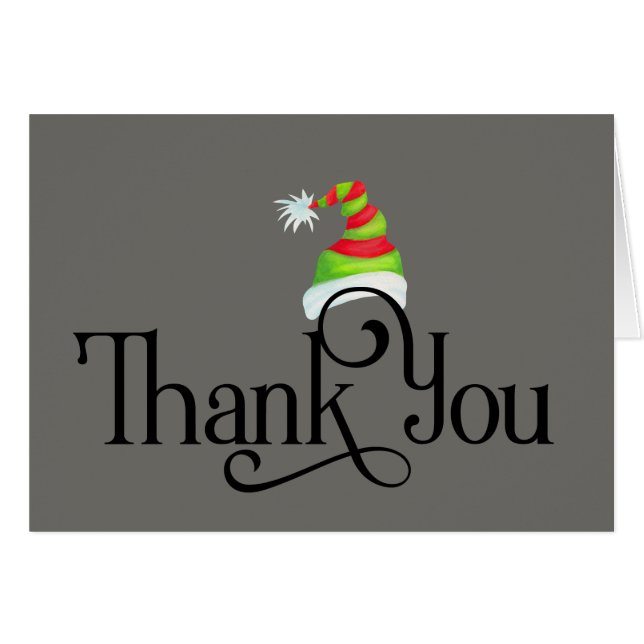 Gracias con Gorra de Navidades rojos y verdes (Anverso (Horizontal))